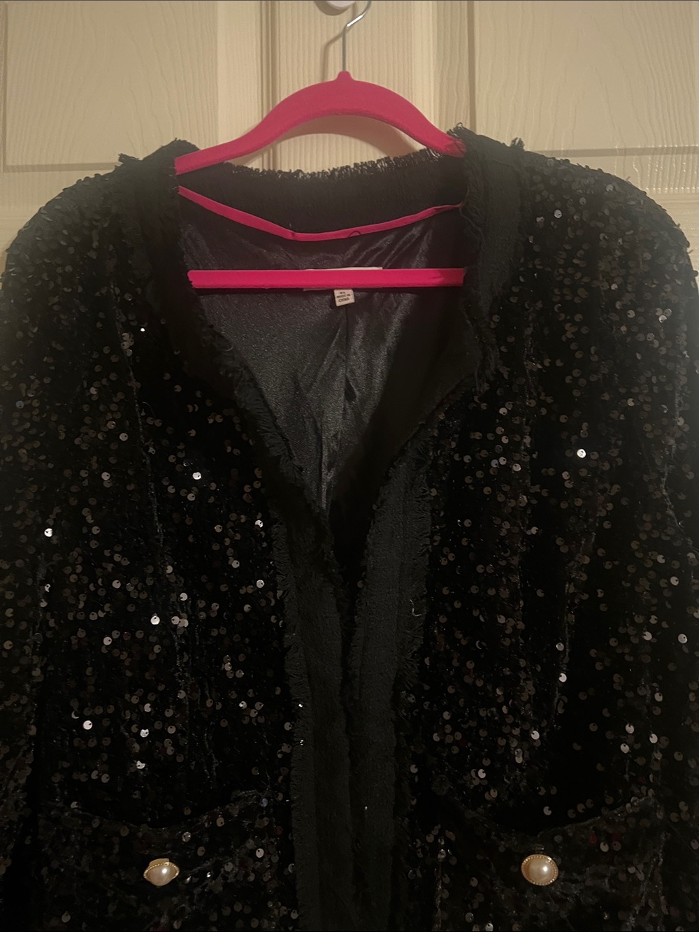 Nanette Lepore Black Sequin Pearl-Button Blazer - Picture 2 of 10